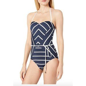 Seafolly Navy and White Striped One-Piece Swimsuit